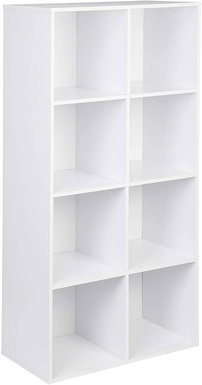 24goodz Bookcase with 8 Compartments - Space-Saving Design - MDF - For Home and Office - White - ws