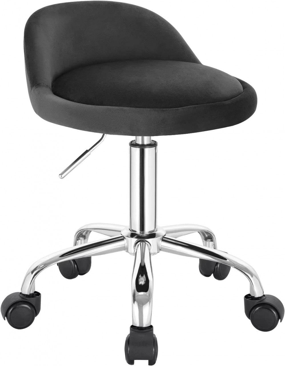 24goodz Adjustable Swivel Stool on Wheels - Comfortable and Stylish - Velvet - For Home Office and Beauty Salons - Dark Grey - dgr