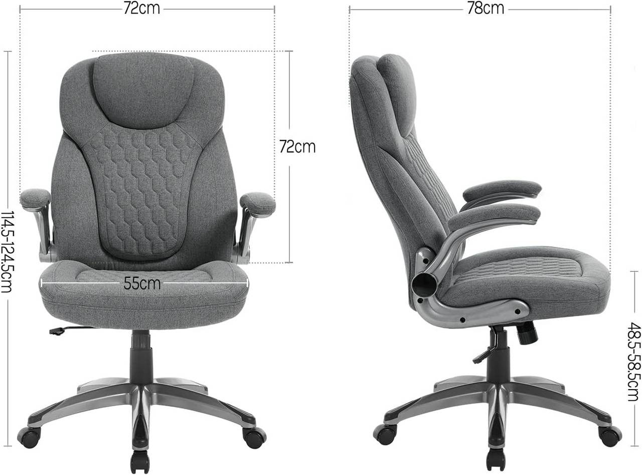 24goodz Ergonomic Office Chair - Ultimate Comfort with Adjustable Height - High-Resilience Foam - For Home Office Use - Grey