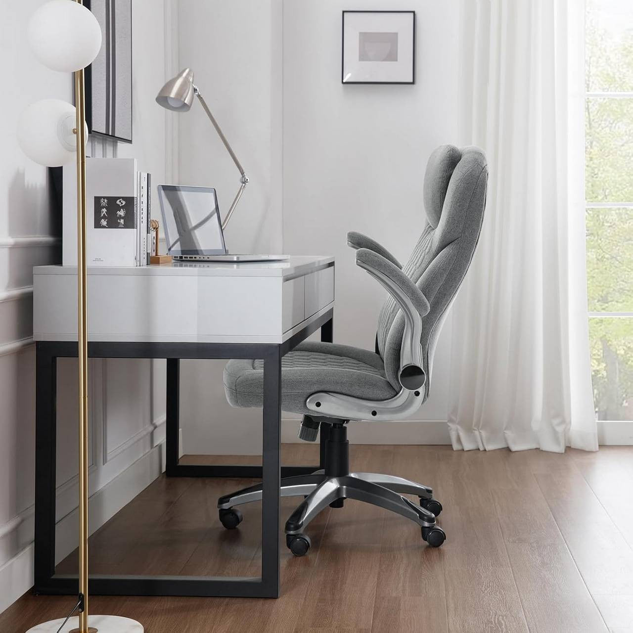 24goodz Ergonomic Office Chair - Ultimate Comfort with Adjustable Height - High-Resilience Foam - For Home Office Use - Grey