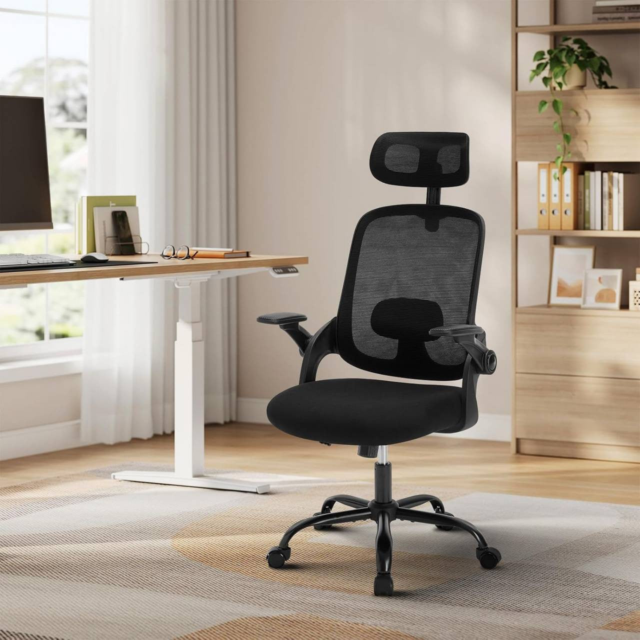 24goodz Ergonomic Office Chair - Relaxing Rocking Function - Mesh Fabric - For Home and Office - Black