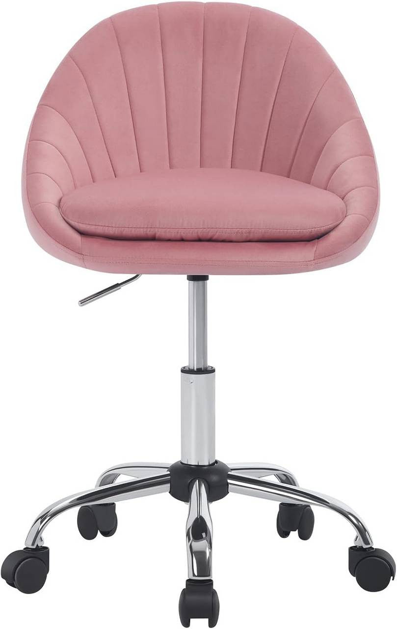 24goodz Ergonomic Office Chair - Stylish Design - Comfortable Double Padding - Velvet - For Home Office - Pink