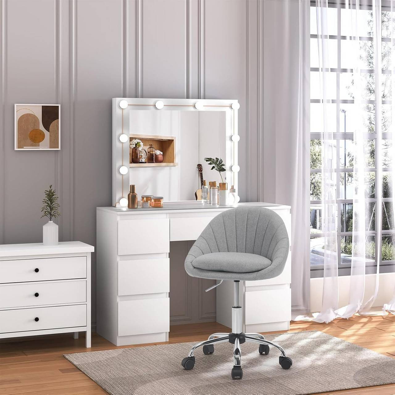 24goodz Ergonomic Office Chair - Stylish Modern Design - Supports up to 150 kg - Fabric - Grey