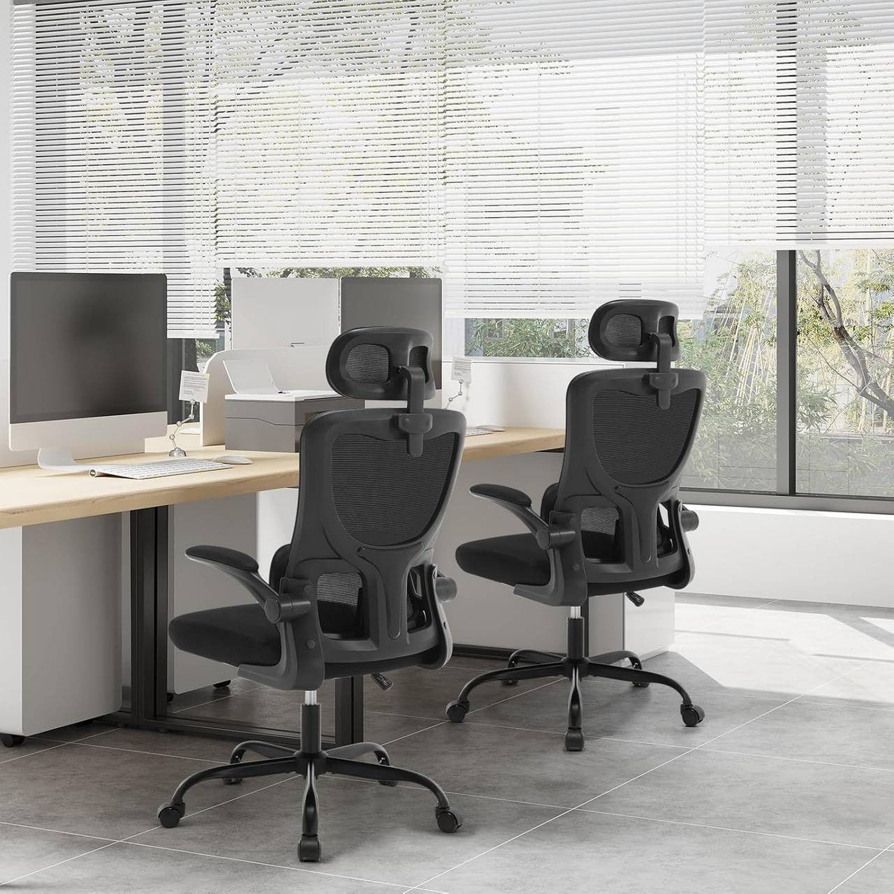 24goodz Ergonomic Office Chair - Adjustable Height - Breathable Mesh - For Home and Office - Black
