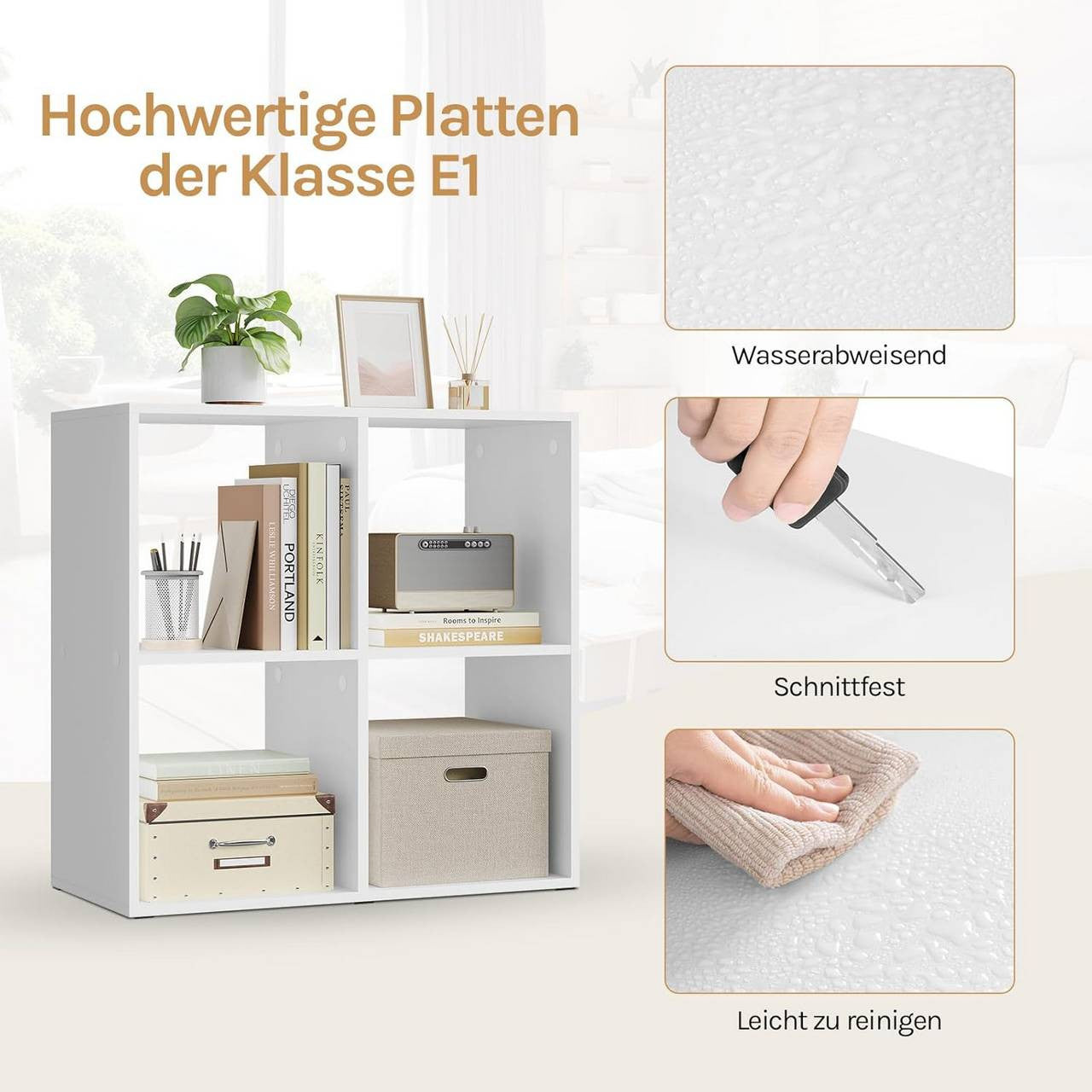 24goodz Cube Shelf - Space-Saving Design - Sturdy and Safe - MDF - For Home and Office - White/Light Oak