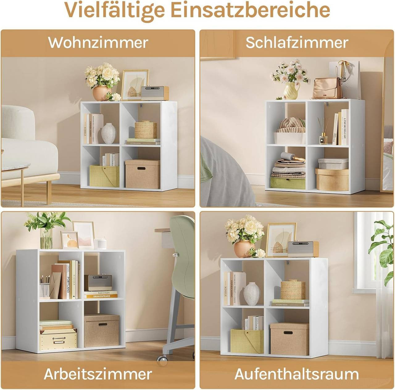 24goodz Cube Shelf - Space-Saving Design - Sturdy and Safe - MDF - For Home and Office - White/Light Oak