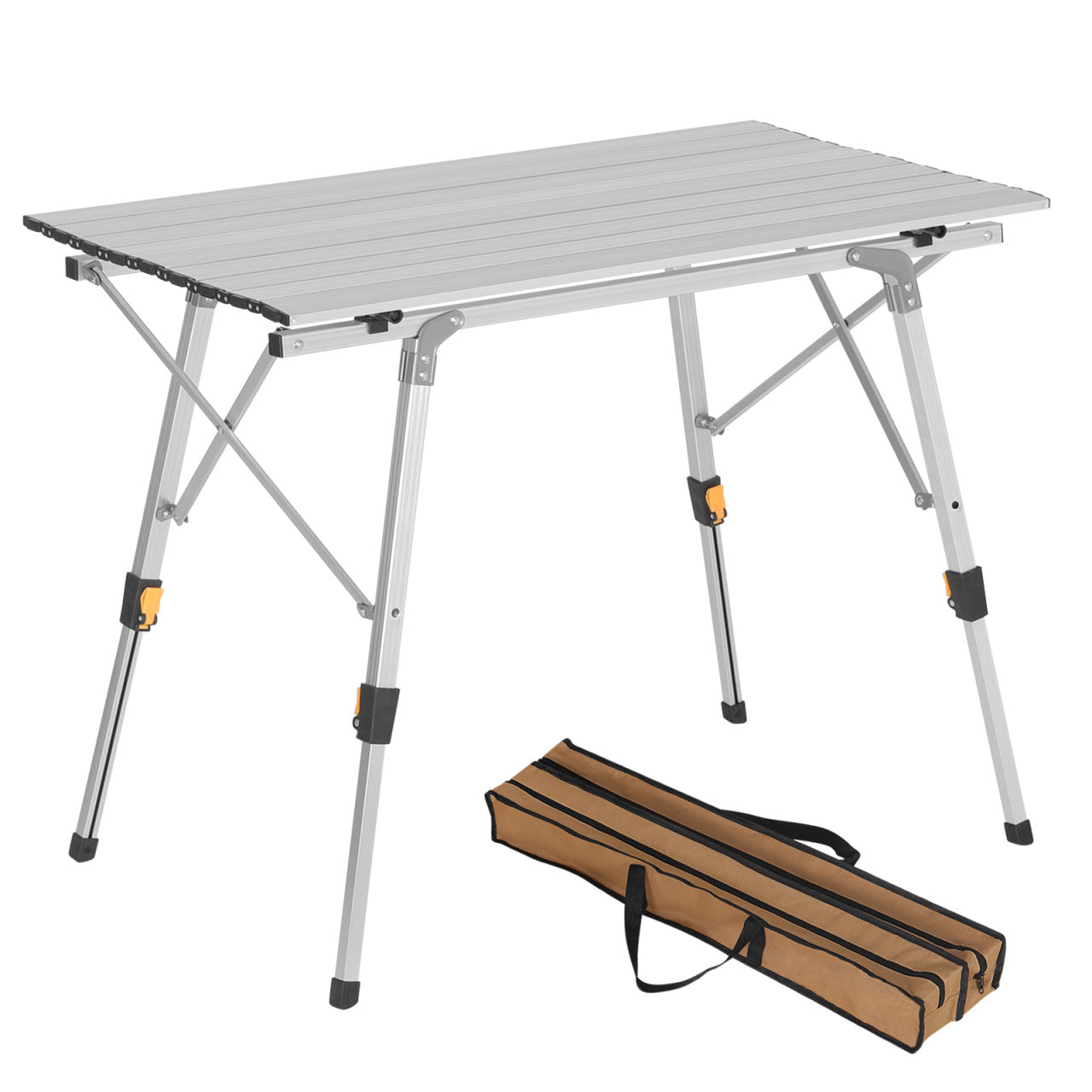 24goodz Foldable Aluminium Camping Table - Stable and Lightweight - Aluminium Alloy - For Outdoor Enthusiasts - Silver - sb