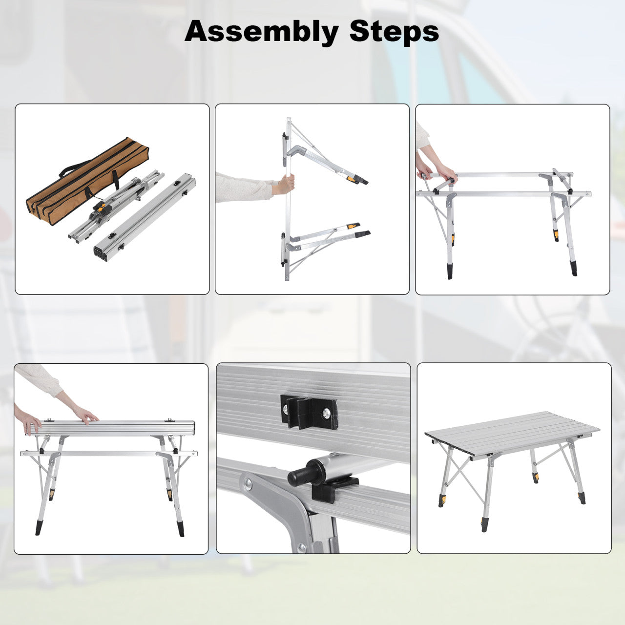 24goodz Foldable Aluminium Camping Table - Stable and Lightweight - Aluminium Alloy - For Outdoor Enthusiasts - Silver - sb