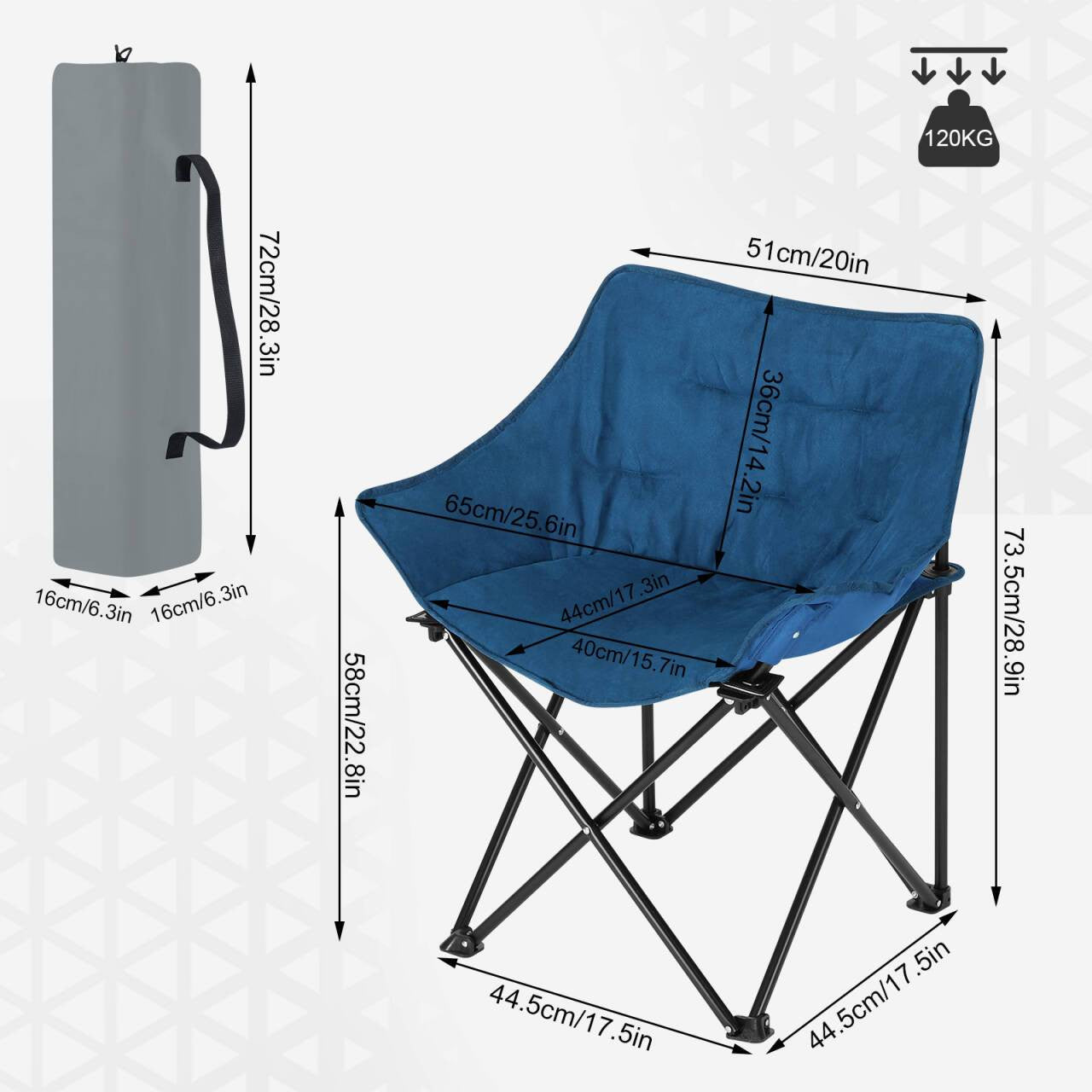 24goodz Foldable Camping Chair - Comfortable and Durable Seating - Oxford Fabric - For Outdoor Enthusiasts - Blue