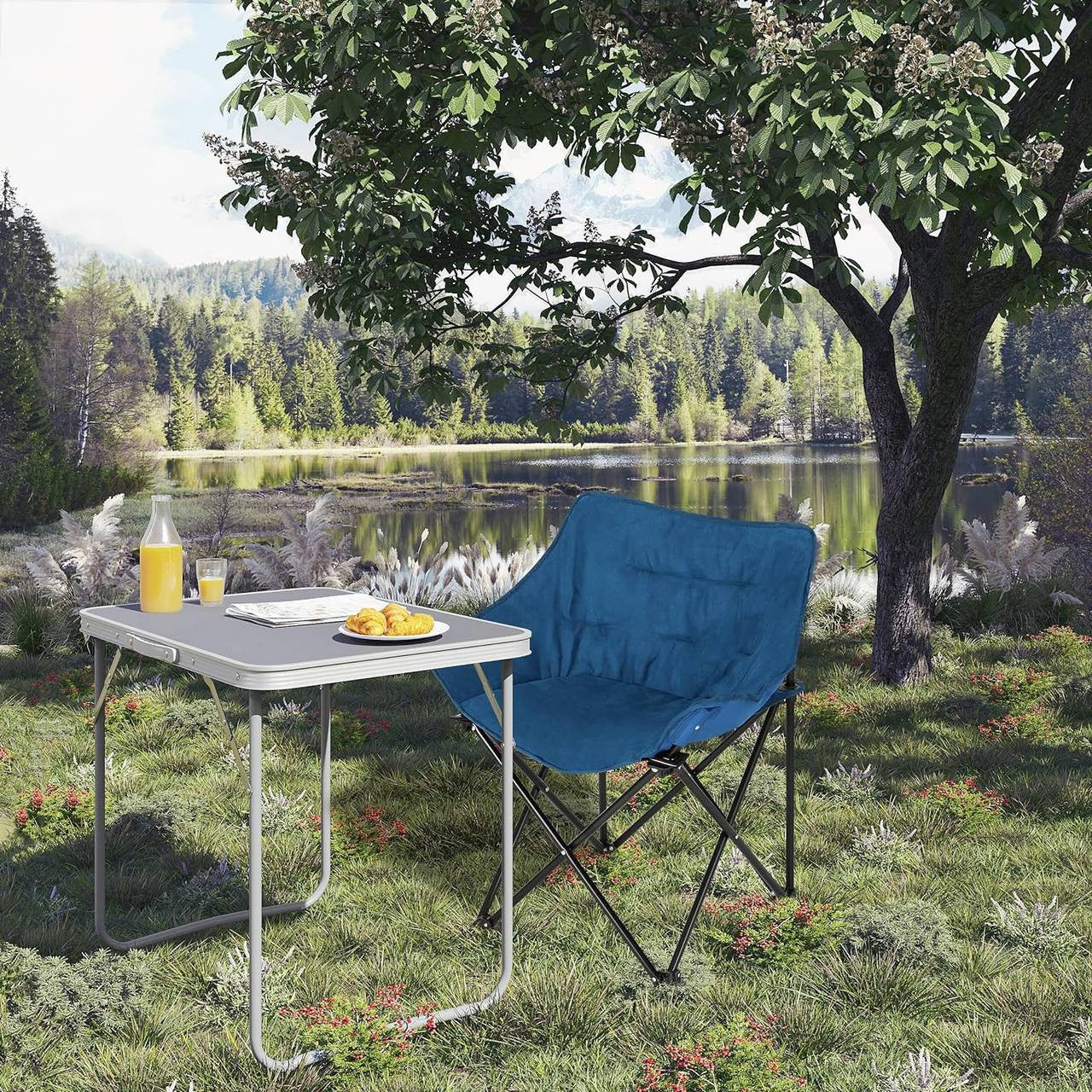 24goodz Foldable Camping Chair - Comfortable and Durable Seating - Oxford Fabric - For Outdoor Enthusiasts - Blue