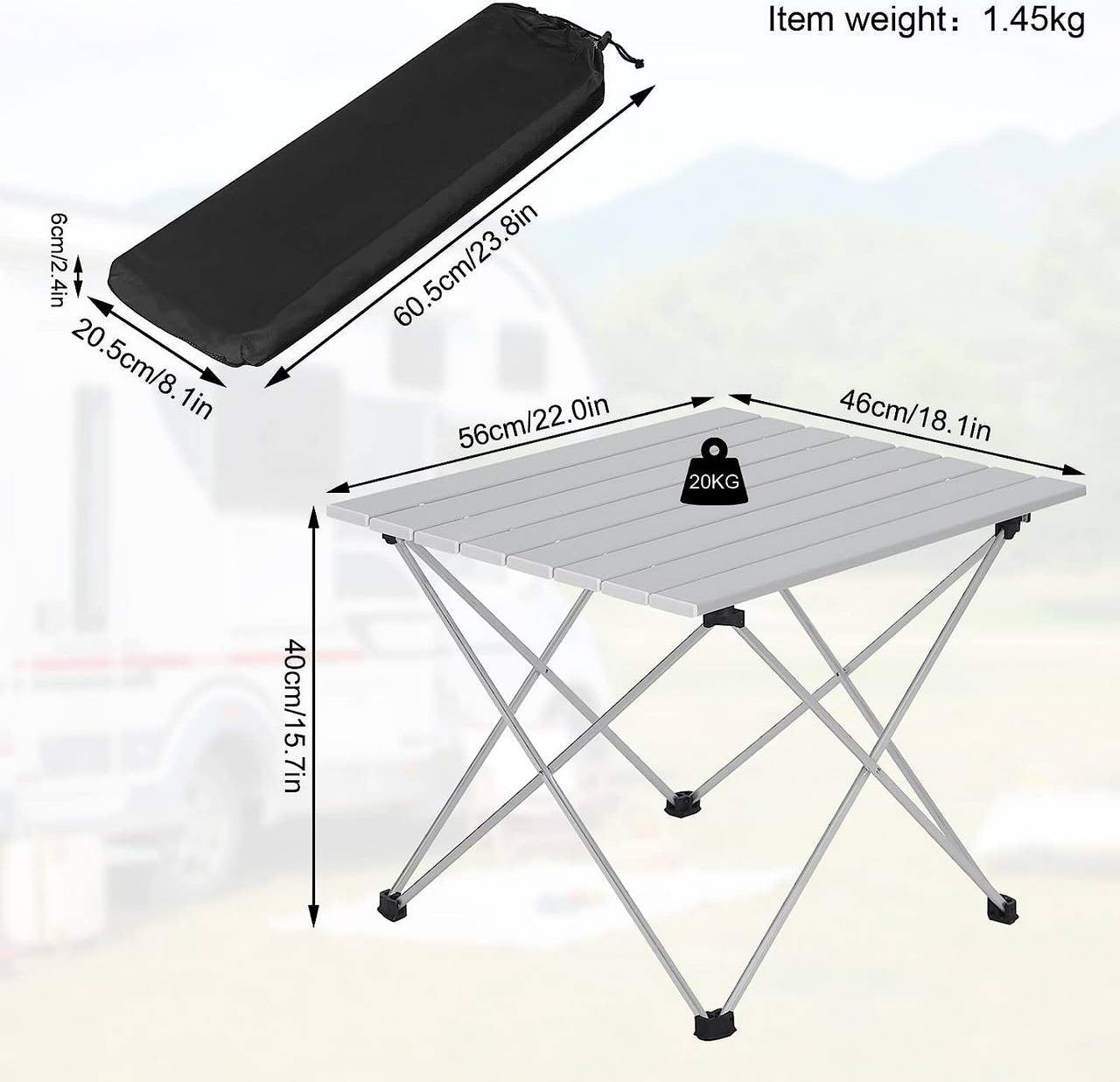24goodz Aluminium Folding Camping Table - Lightweight and Portable - Aluminium Alloy - For Outdoor Enthusiasts - Silver - sb