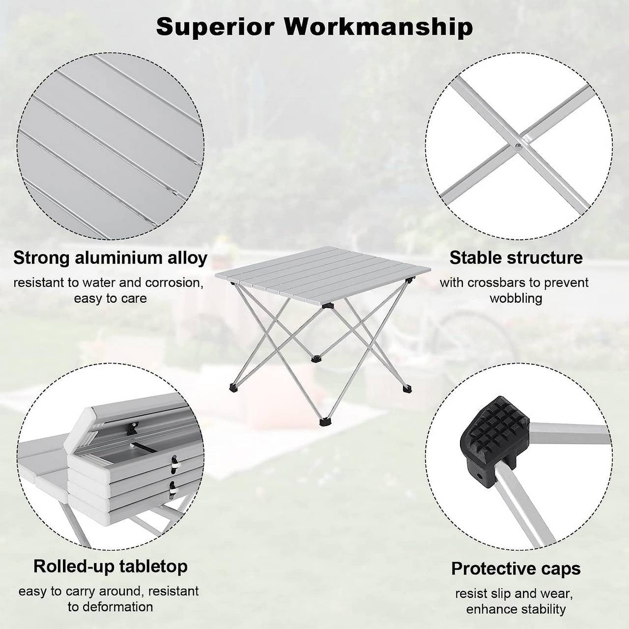 24goodz Aluminium Folding Camping Table - Lightweight and Portable - Aluminium Alloy - For Outdoor Enthusiasts - Silver - sb