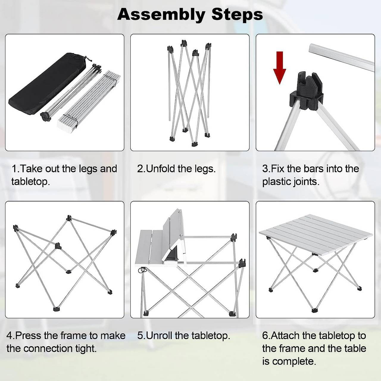 24goodz Aluminium Folding Camping Table - Lightweight and Portable - Aluminium Alloy - For Outdoor Enthusiasts - Silver - sb