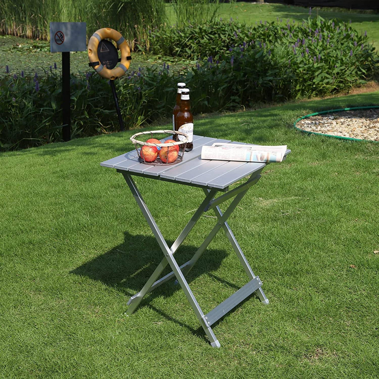 24goodz Folding Camping Table - Lightweight and Portable - Aluminium - For Outdoor Enthusiasts - Silver - sb