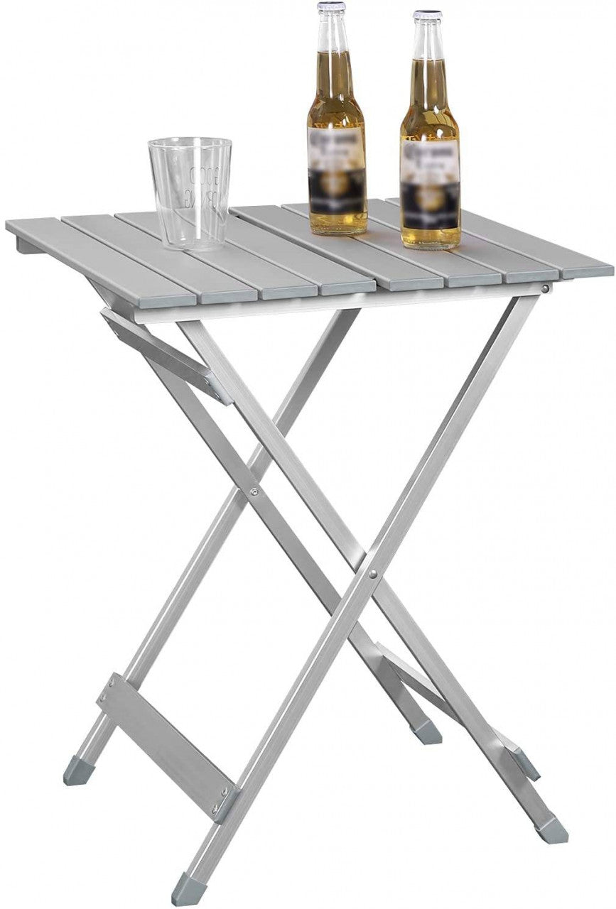 24goodz Folding Camping Table - Lightweight and Portable - Aluminium - For Outdoor Enthusiasts - Silver - sb