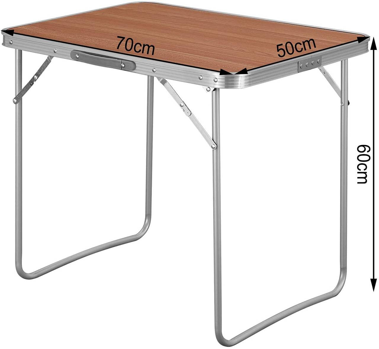 24goodz Folding Camping Table - Lightweight and Portable - Aluminium and MDF - For Outdoor Enthusiasts - Oak
