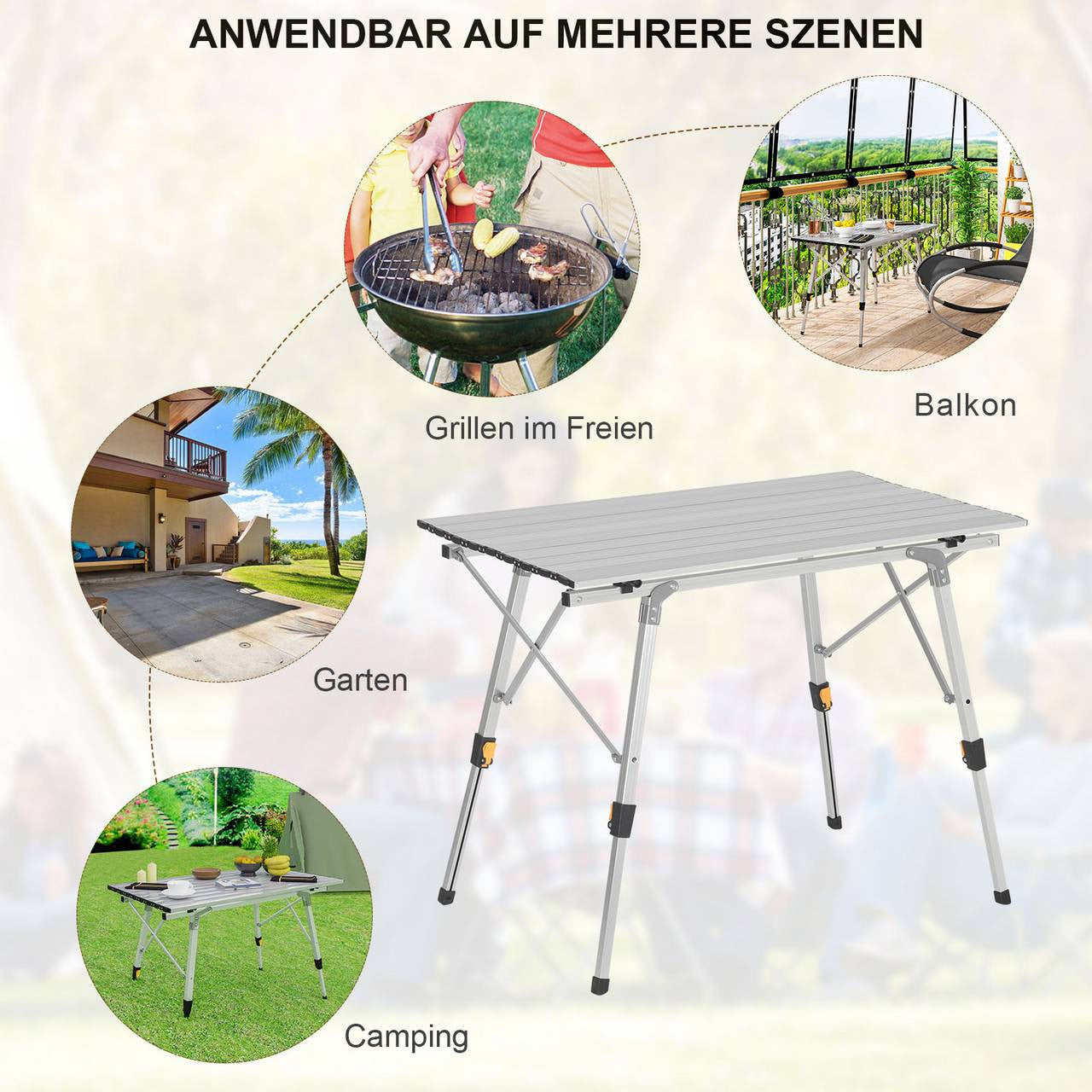 24goodz Foldable Aluminium Camping Table - Stable and Lightweight - Aluminium Alloy - For Outdoor Enthusiasts - Silver - sb