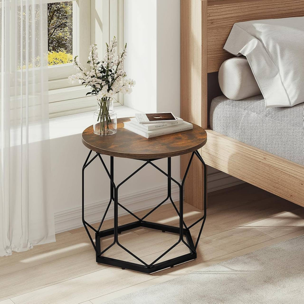 24goodz Set of 2 Coffee Tables - Stylish and Functional - E1 Wood and Metal - For Living Room Lovers - Rustic Brown