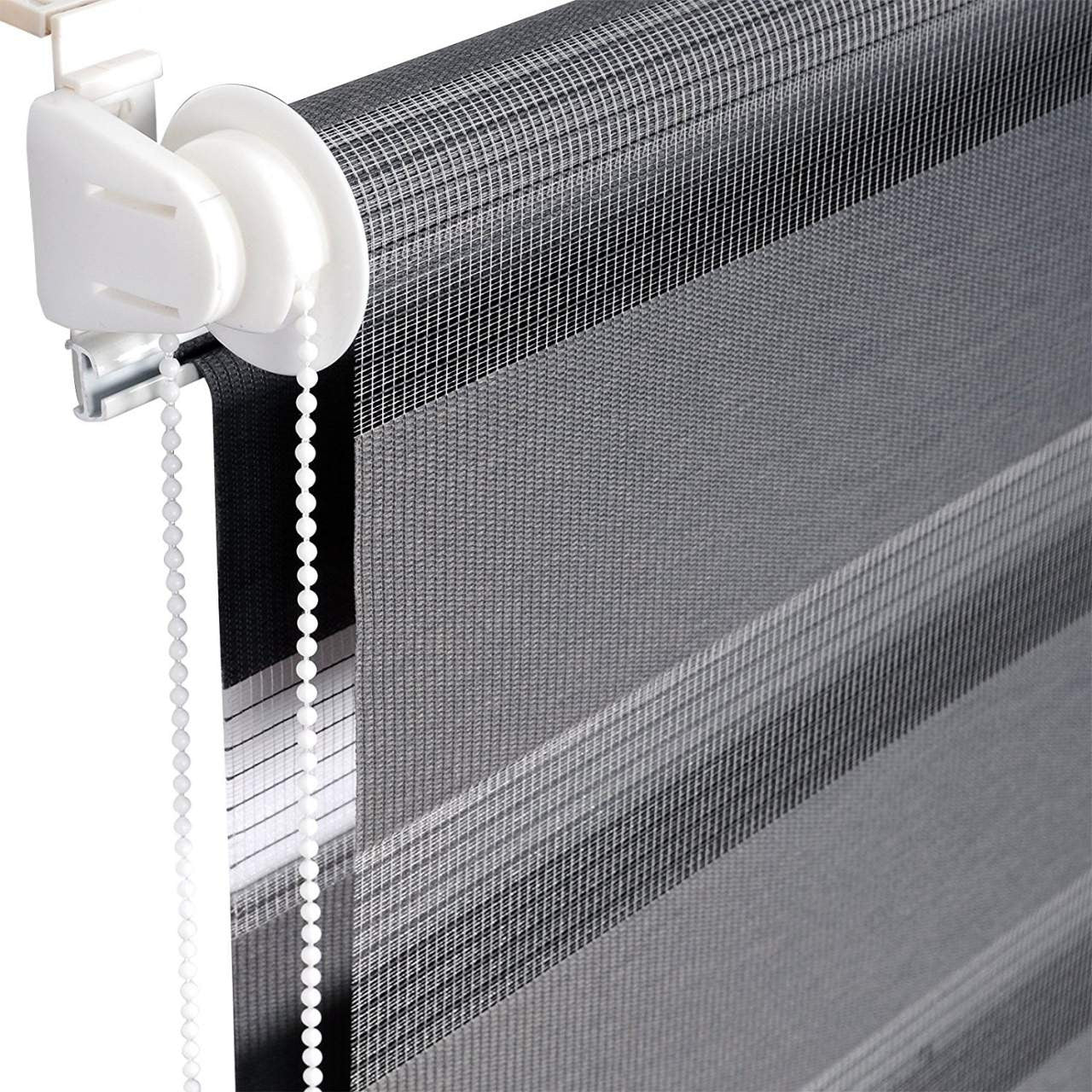 24goodz Double Roller Blind - Easy Installation Without Drilling - 100% Polyester - Ideal for Any Room - Dark Grey 80x150cm - dgr