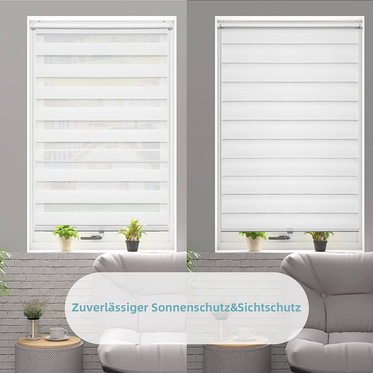 24goodz Double Roller Blind Klemmfix - Cordless Design for Safety - 100% Polyester - For Home and Office - White 80x120 - ws