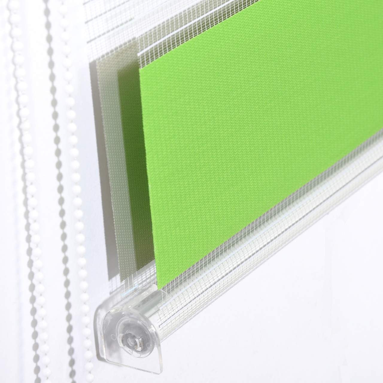24goodz Double Roller Blind - Easy Installation Without Drilling - 100% Polyester - For Windows and Doors - White/Green/Grey 85x150cm