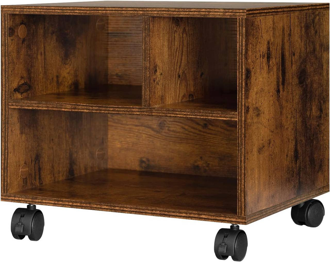 24goodz Printer Table on Wheels - Ample Storage Space - Durable & Stable - E1 Wood - For Home Office - Rustic Brown