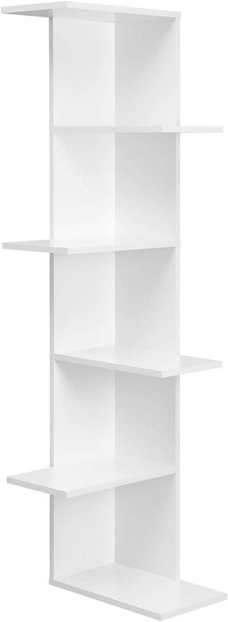 24goodz Corner Shelf 6 Levels - Unique Open Design - Durable Wood Material - White - For Home Use