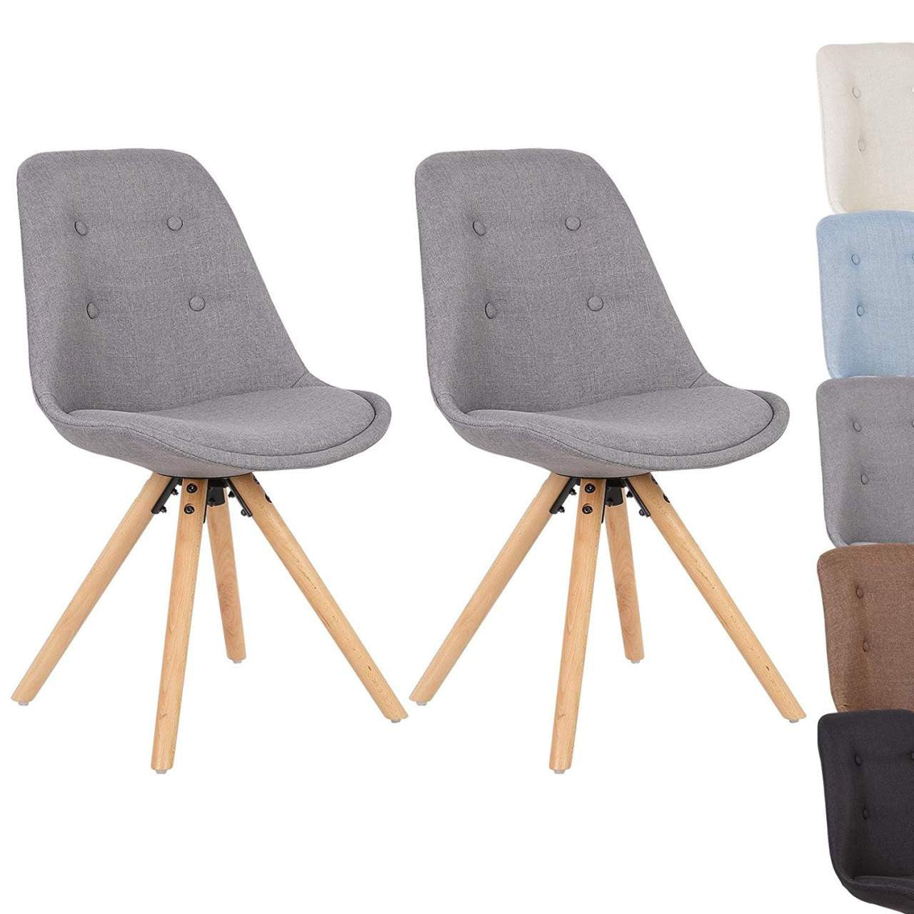 24goodz Dining Chair Set of 2 - Durable Solid Wood Legs - Ergonomic Comfort - Linen - For Home & Office - Grey