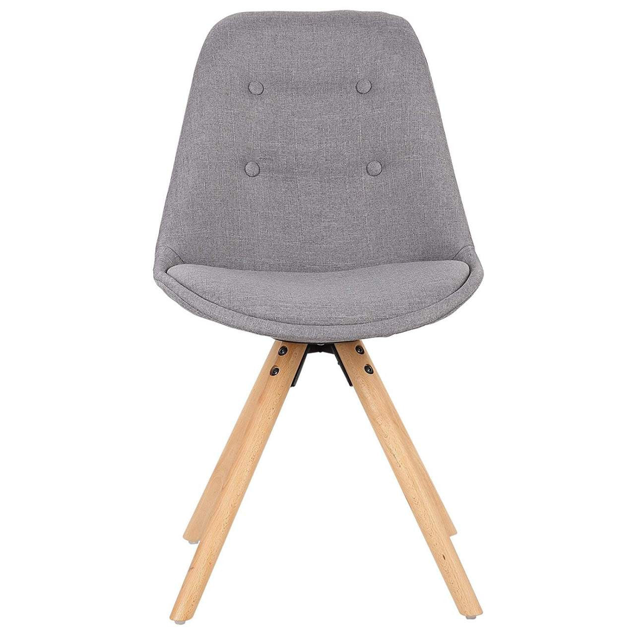 24goodz Dining Chair Set of 2 - Durable Solid Wood Legs - Ergonomic Comfort - Linen - For Home & Office - Grey