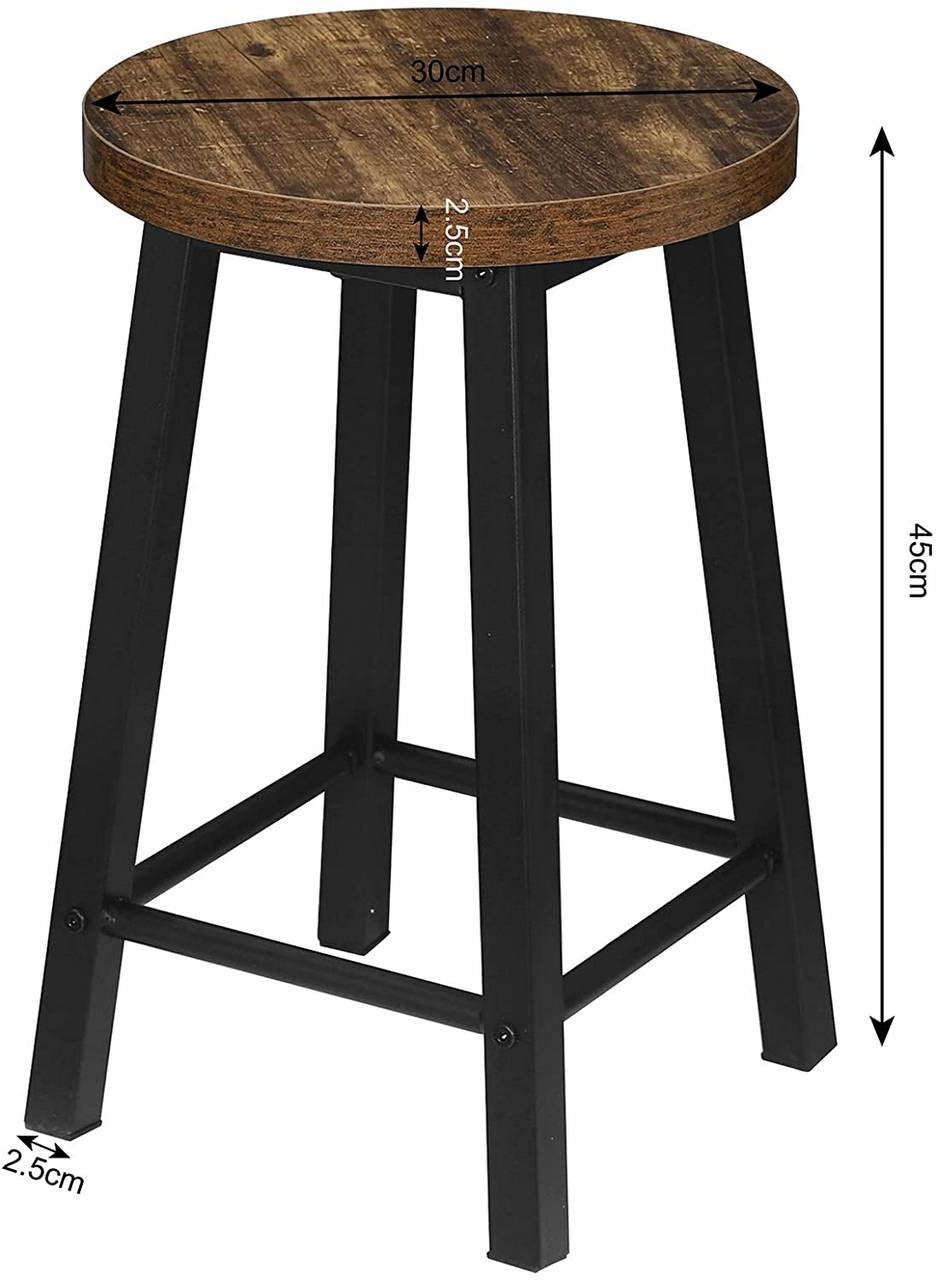 24goodz Set of 2 Industrial Dining Chairs - Durable Metal Frame - Space-Saving Design - E1 Wood - For Home Use - Black - hov