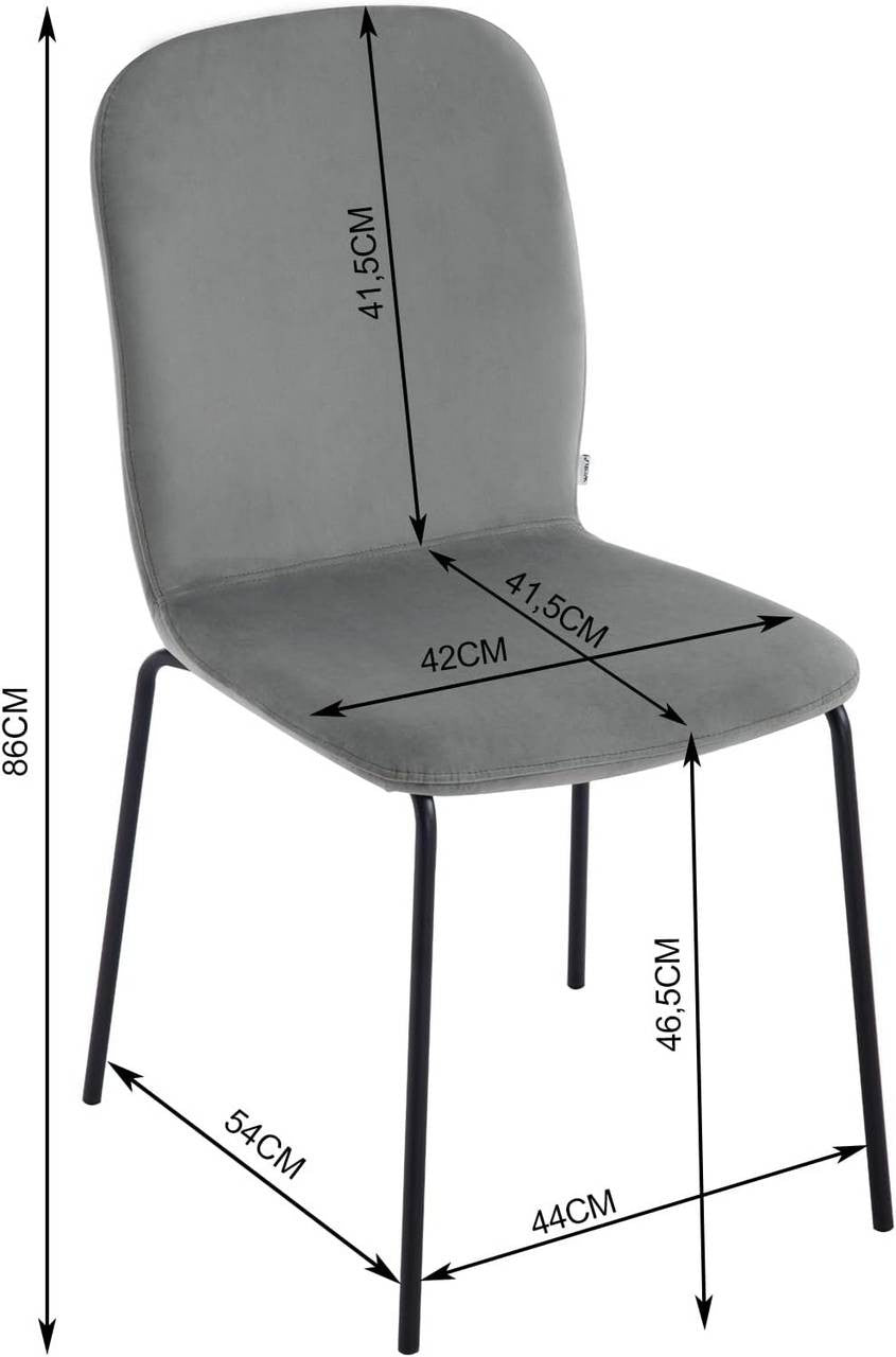 24goodz Set of 4 Dining Chairs - Ergonomic Comfort - Space-Saving Stackable Design - Velvet and Metal - Dark Grey