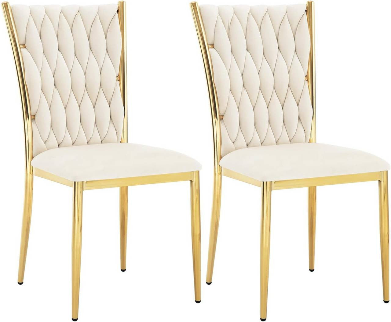 24goodz Velvet Dining Chairs - Elegant Eye-Catcher - Ultra Comfortable - Metal Frame - For Modern Interiors - Dark Grey/Cream