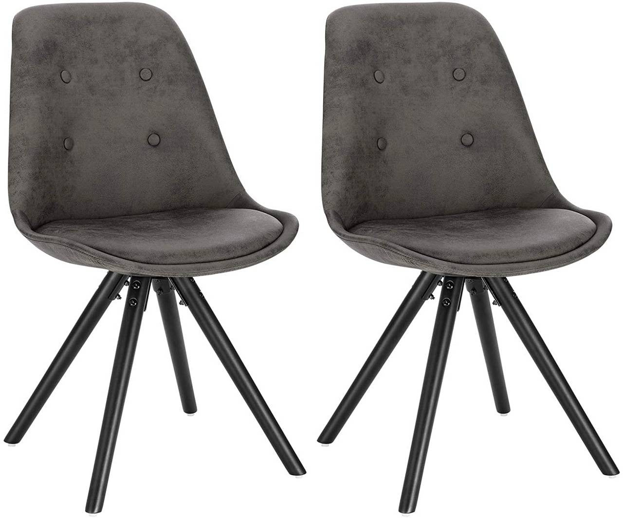 24goodz Set of 2 Dining Chairs - Ergonomic Comfort - Durable Solid Wood - For Home and Office - Antique Leather Look Anthracite