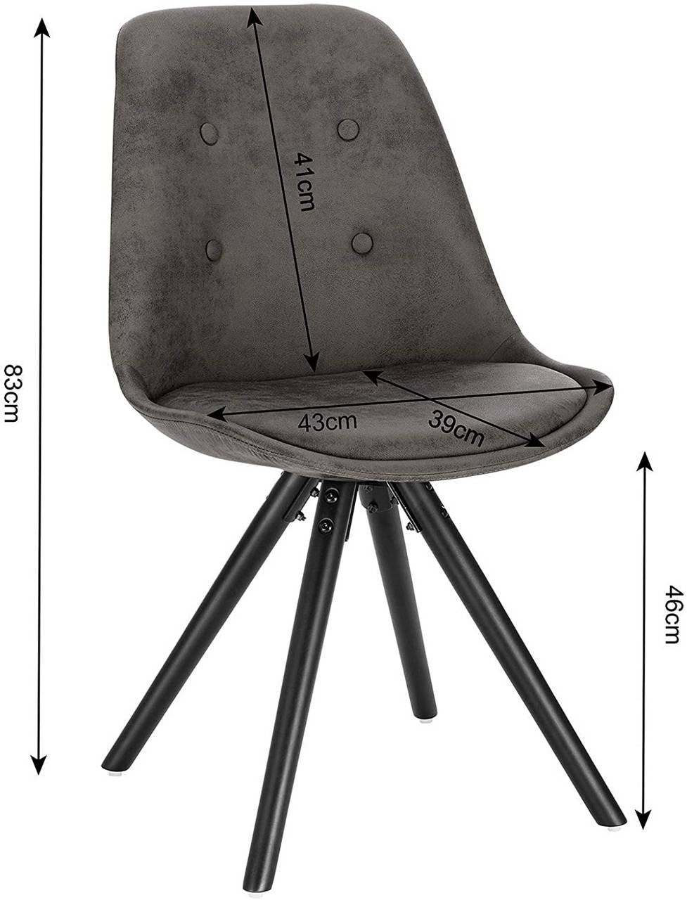 24goodz Set of 2 Dining Chairs - Ergonomic Comfort - Durable Solid Wood - For Home and Office - Antique Leather Look Anthracite