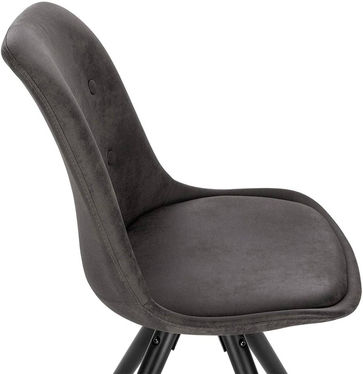 24goodz Set of 2 Dining Chairs - Ergonomic Comfort - Durable Solid Wood - For Home and Office - Antique Leather Look Anthracite