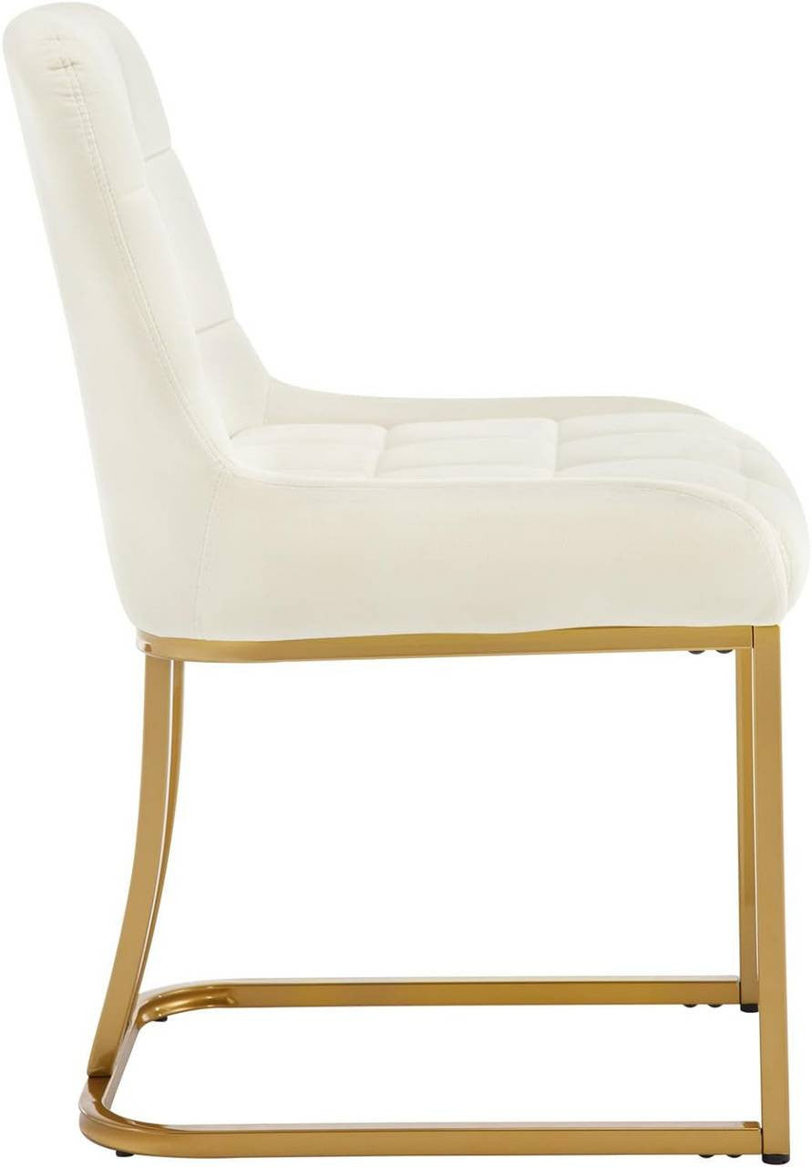 24goodz Upholstered Dining Chair - Stable & Robust Design - Comfortable and Ergonomic - Velvet + Metal - Beige