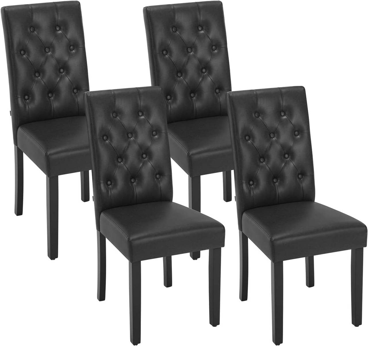 24goodz Dining Chair Set - Ergonomic Comfort - Durable and Easy to Clean - Faux Leather and Solid Wood - Black