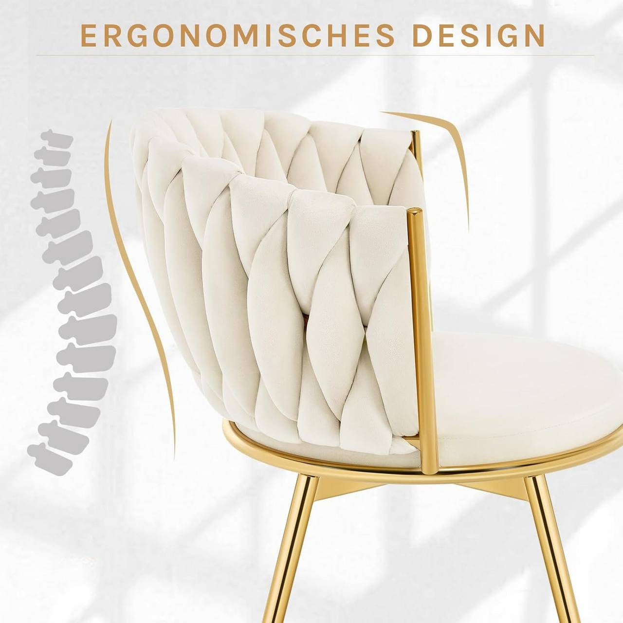 24goodz Ergonomic Dining Chairs - 360° Swivel Function - Velvet and Metal - For Dining Rooms - Beige/Dark Grey/Black