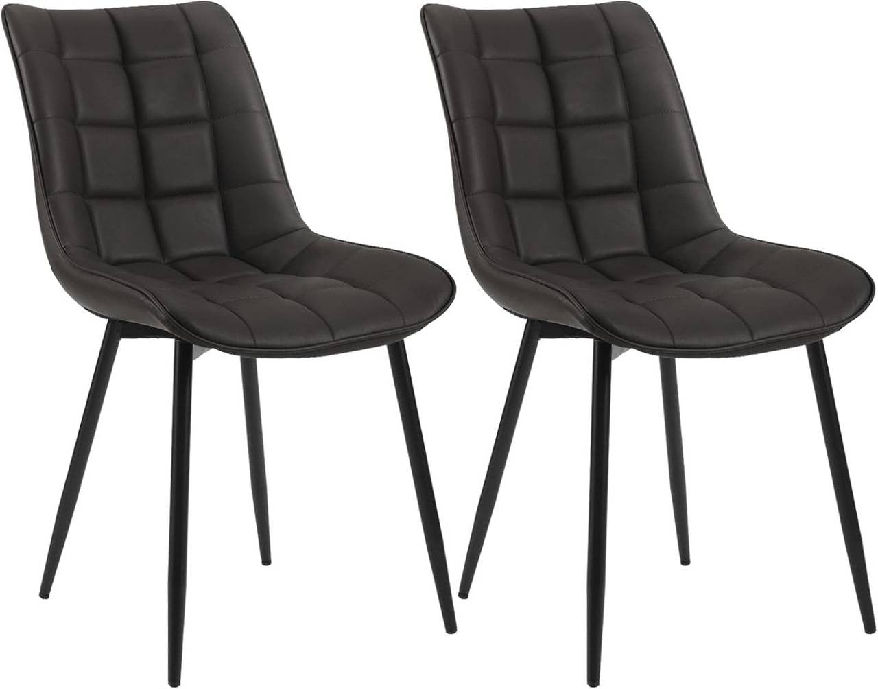 24goodz Set of 2 Dining Chairs with Backrest - Ergonomic Comfort - Easy to Clean Faux Leather - For Home Use - Anthracite