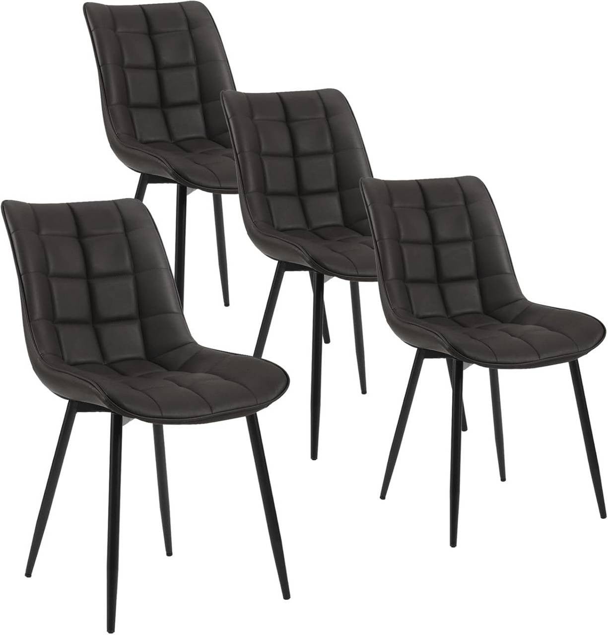 24goodz Set of 4 Dining Chairs with Backrest - Ergonomic Comfort - Easy to Clean Faux Leather - For Home Use - Anthracite