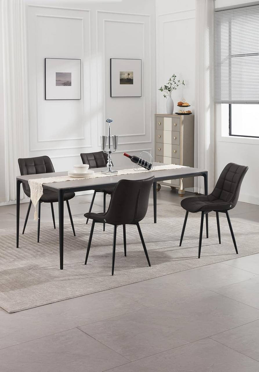 24goodz Set of 2 Dining Chairs with Backrest - Ergonomic Comfort - Easy to Clean Faux Leather - For Home Use - Anthracite