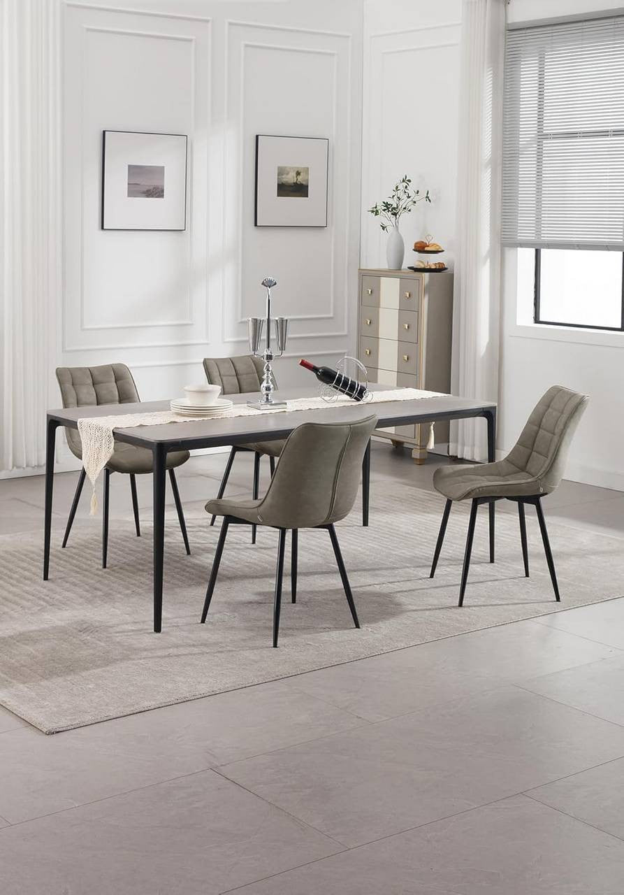 24goodz Set of 2 Dining Chairs - Ergonomic Comfort - Durable Faux Leather - For Home Use - Dark Grey - dgr