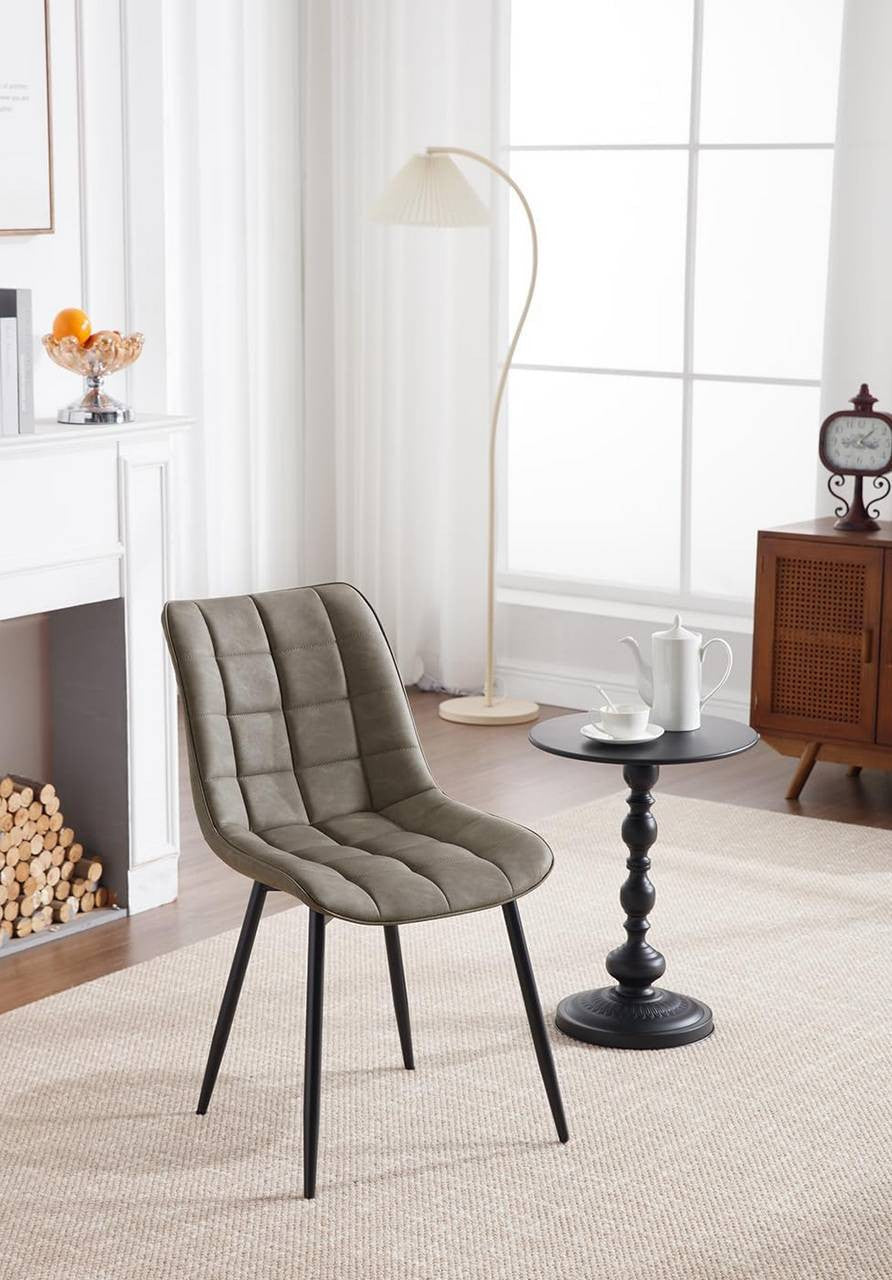 24goodz Set of 2 Dining Chairs - Ergonomic Comfort - Durable Faux Leather - For Home Use - Dark Grey - dgr