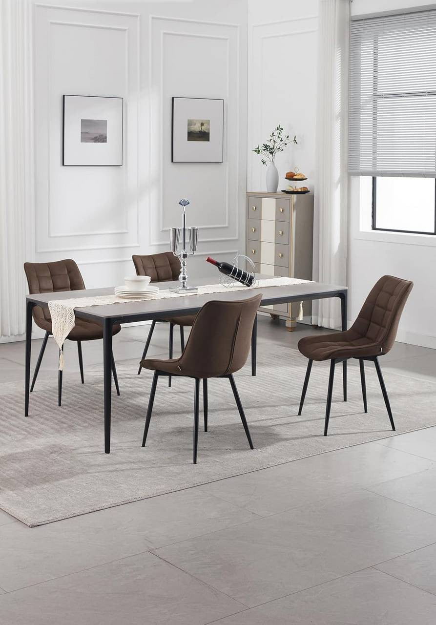 24goodz Dining Chair Set of 4 - Comfortable and Durable - Metal Frame - For Home Use - Dark Brown - dbr