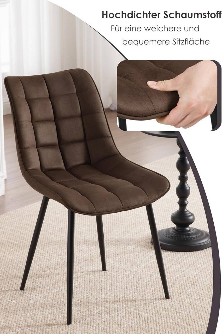 24goodz Dining Chair Set of 4 - Comfortable and Durable - Metal Frame - For Home Use - Dark Brown - dbr