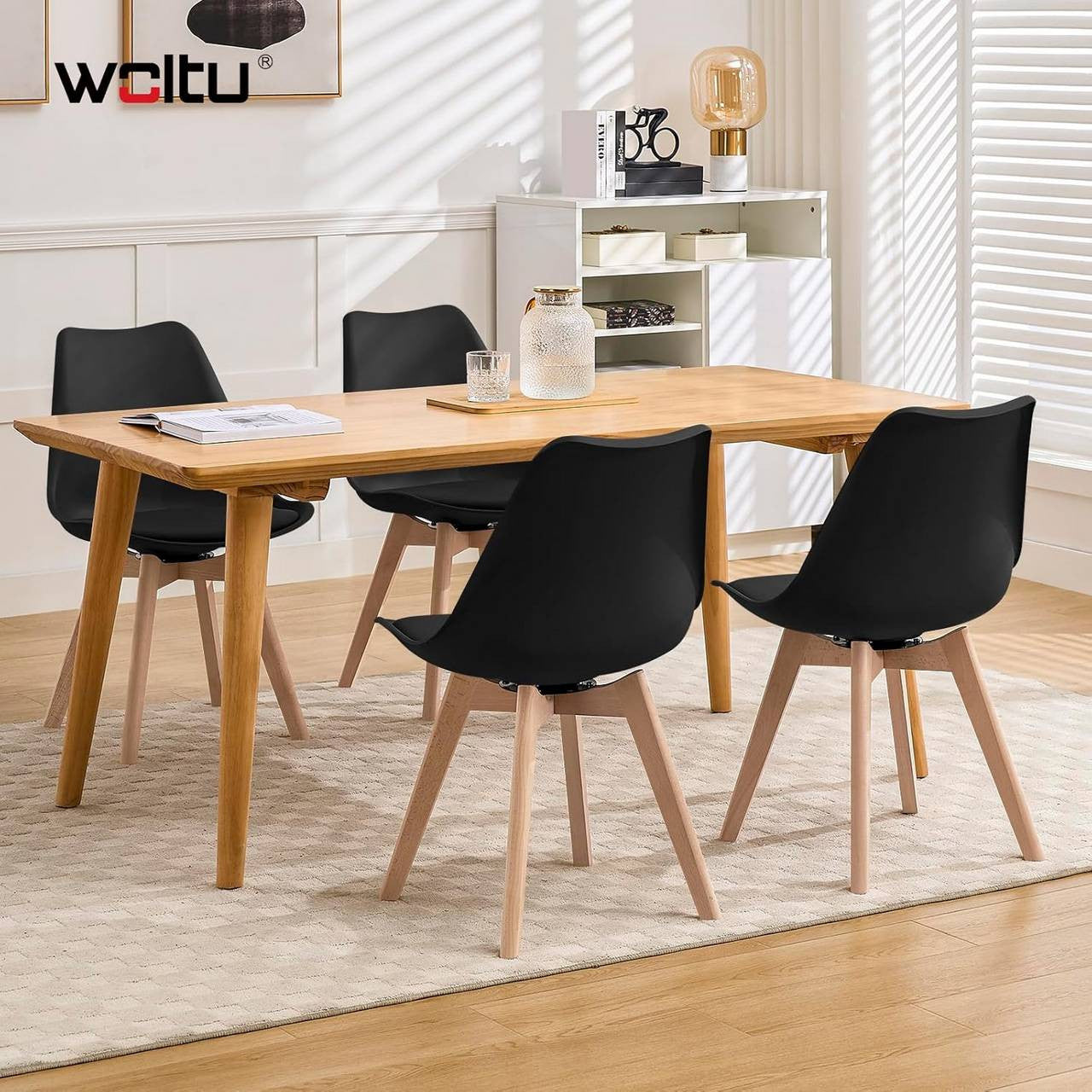 24goodz Swivel Dining Chairs - 360° Rotating Seat - High Comfort - Faux Leather & Solid Wood - Black