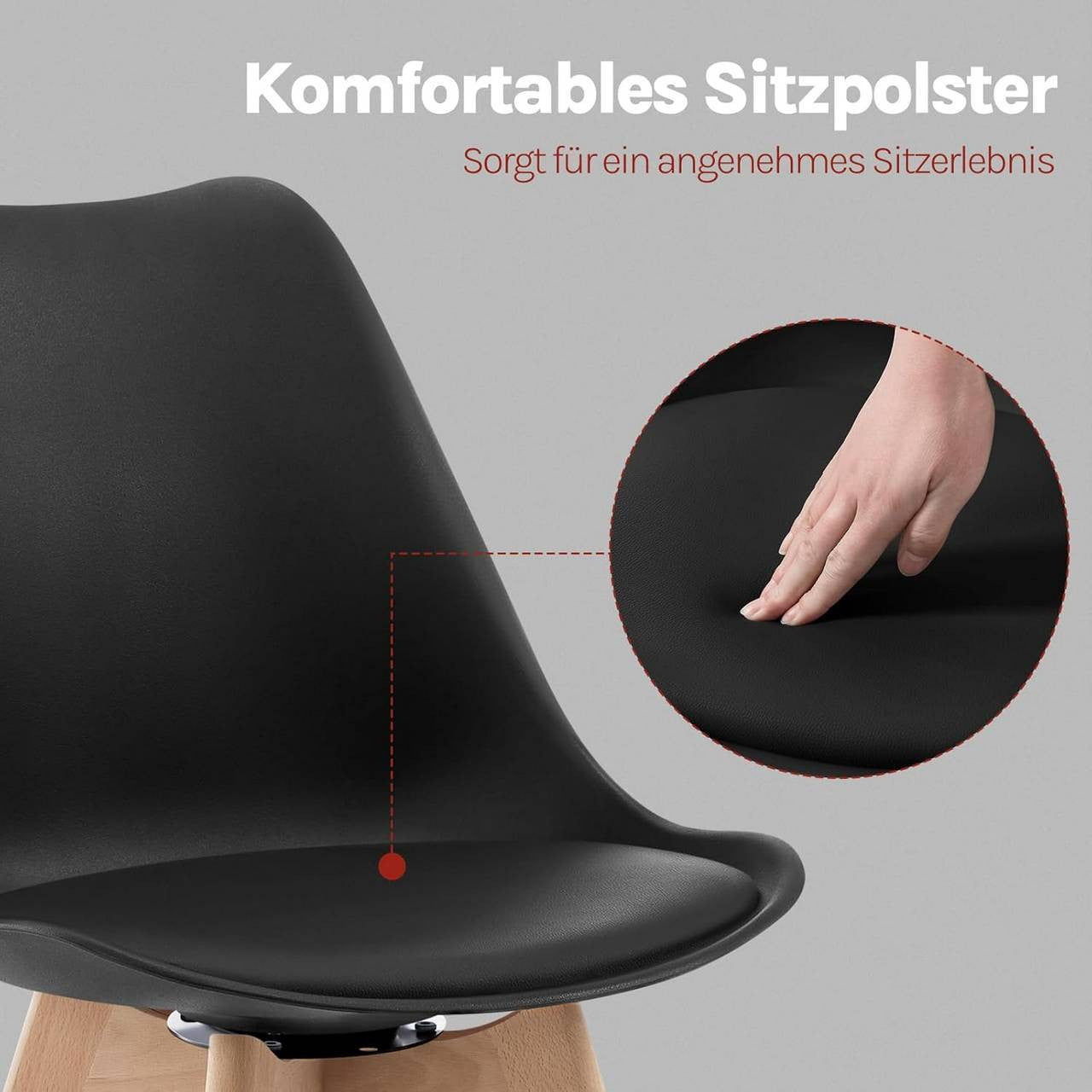 24goodz Swivel Dining Chairs - 360° Rotating Seat - High Comfort - Faux Leather & Solid Wood - Black
