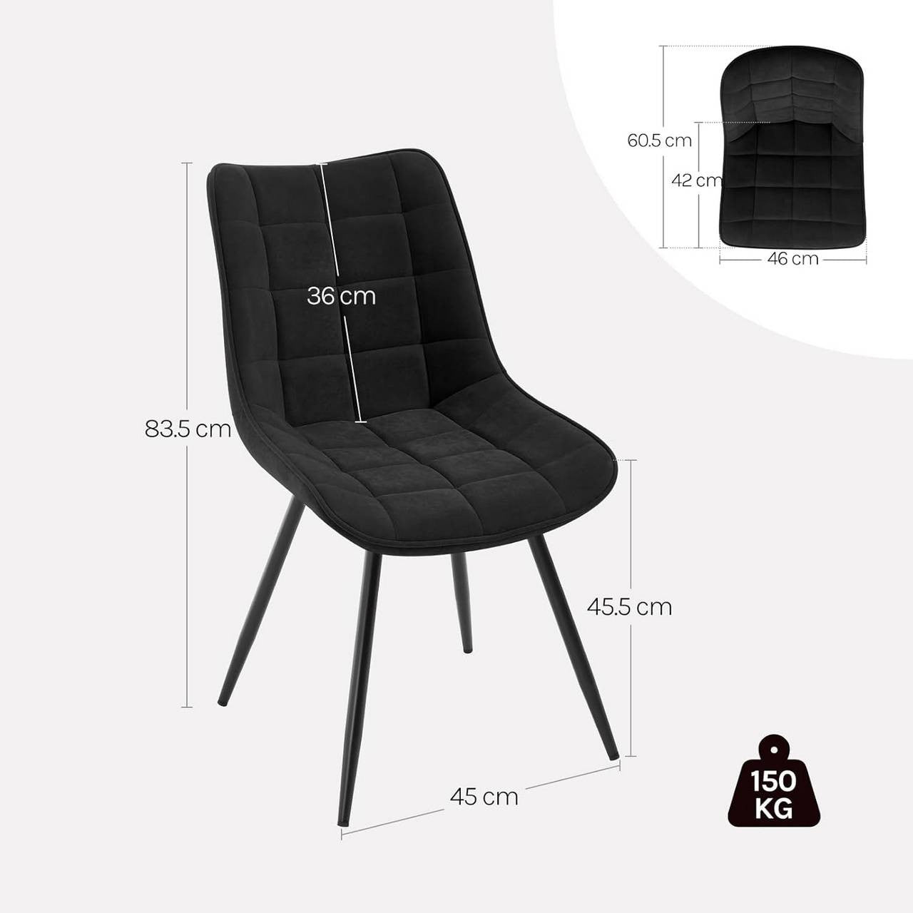 24goodz Swivel Dining Chairs - Ergonomic Comfort - Durable Velvet and Metal - For Every Room - Black