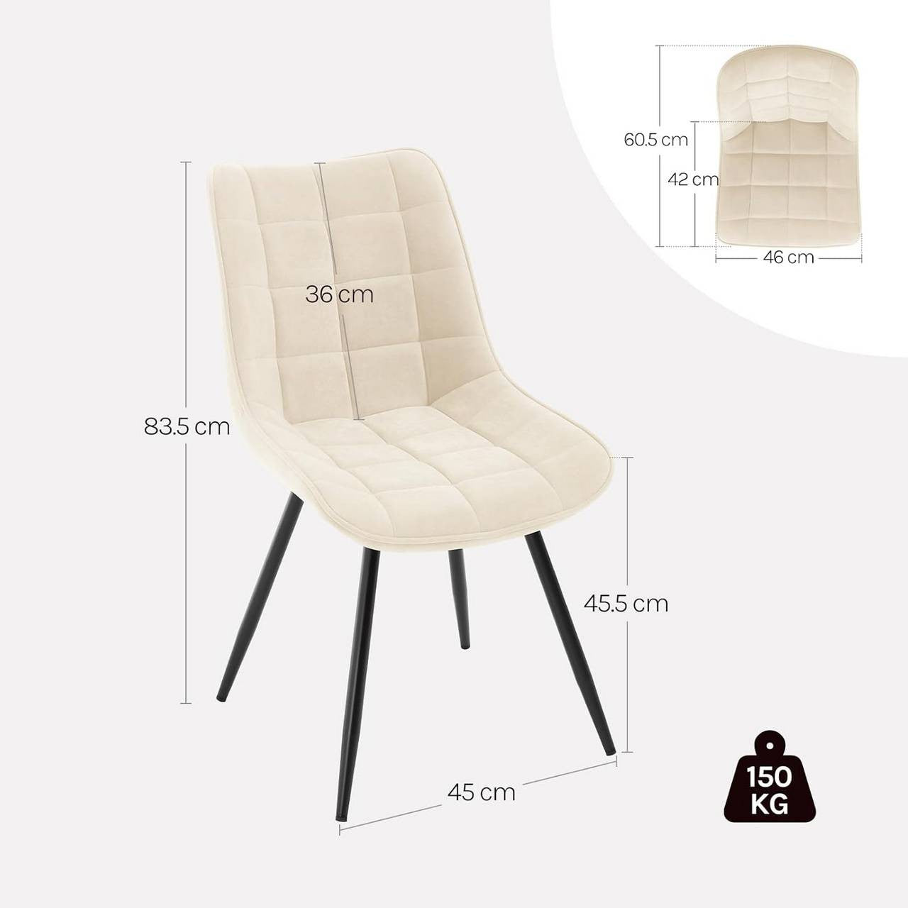 24goodz Swivel Dining Chairs - 360° Rotatable - Ergonomic Comfort - Velvet and Metal - Beige