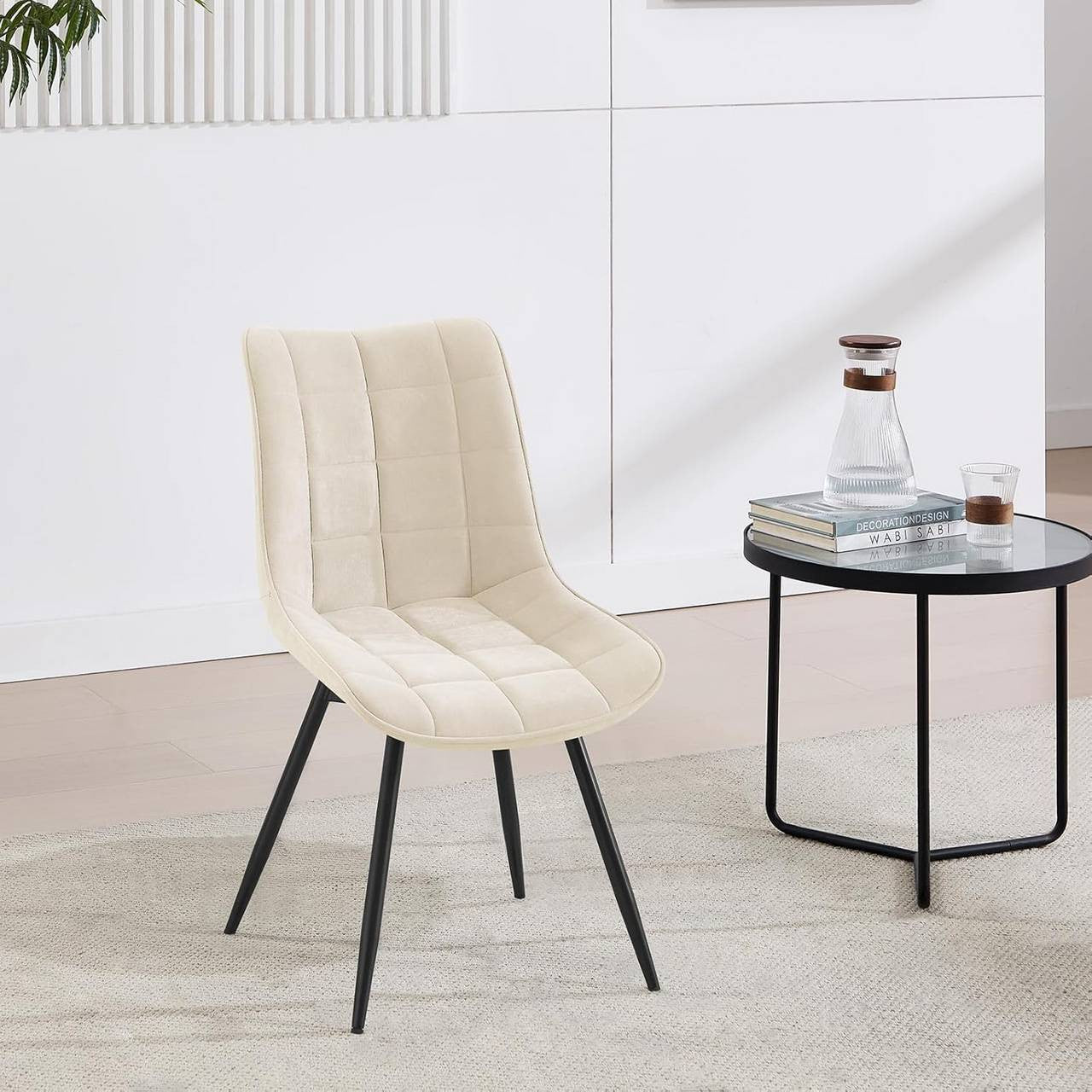 24goodz Swivel Dining Chairs - 360° Rotatable - Ergonomic Comfort - Velvet and Metal - Beige